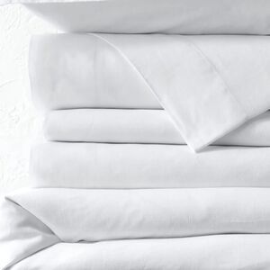 Land’s End Belgian Flax Garment washed button linen duvet cover King size White